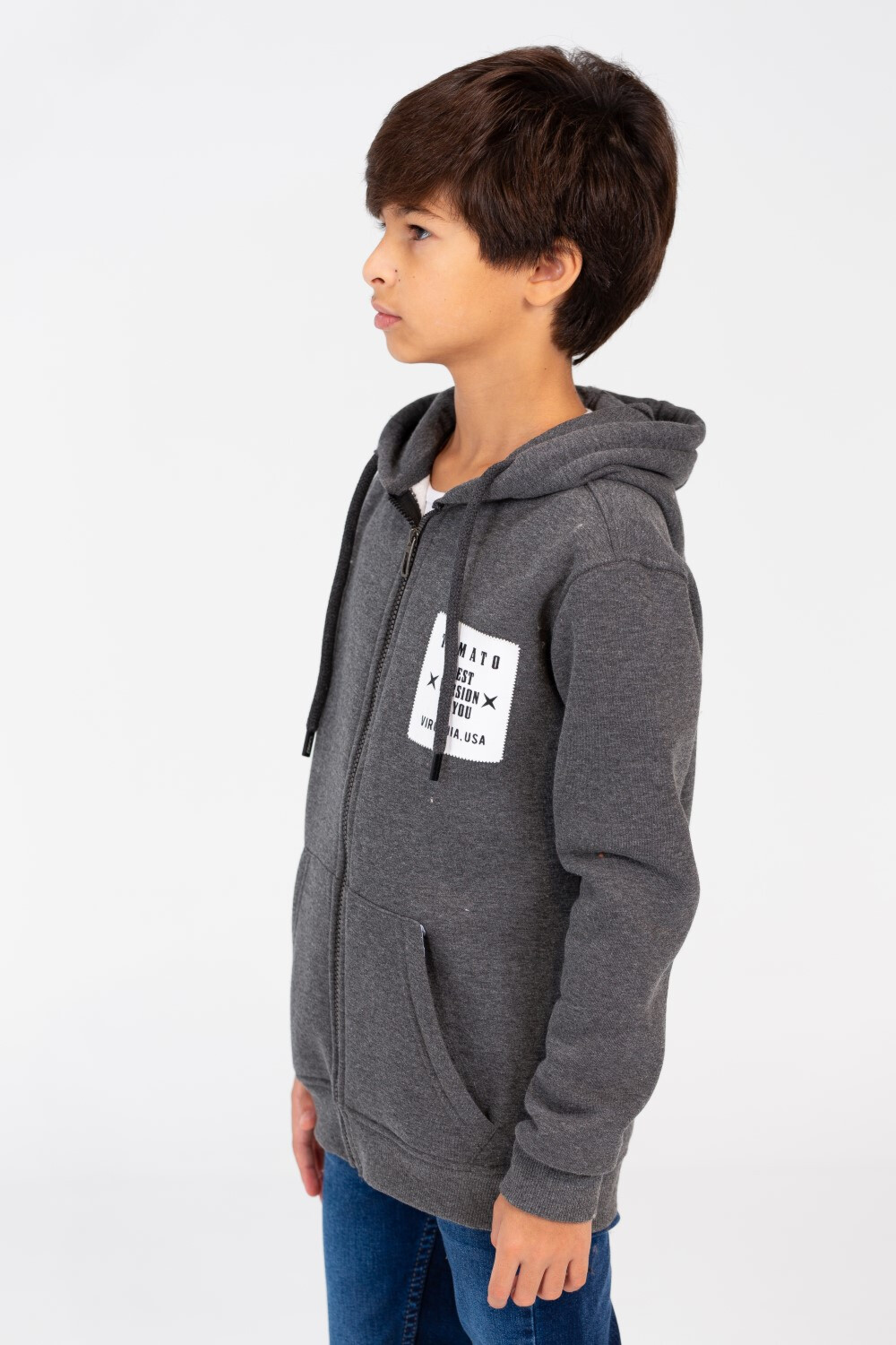 Boy's Zip-Up Sweatshirt With Tomato Print And Pockets