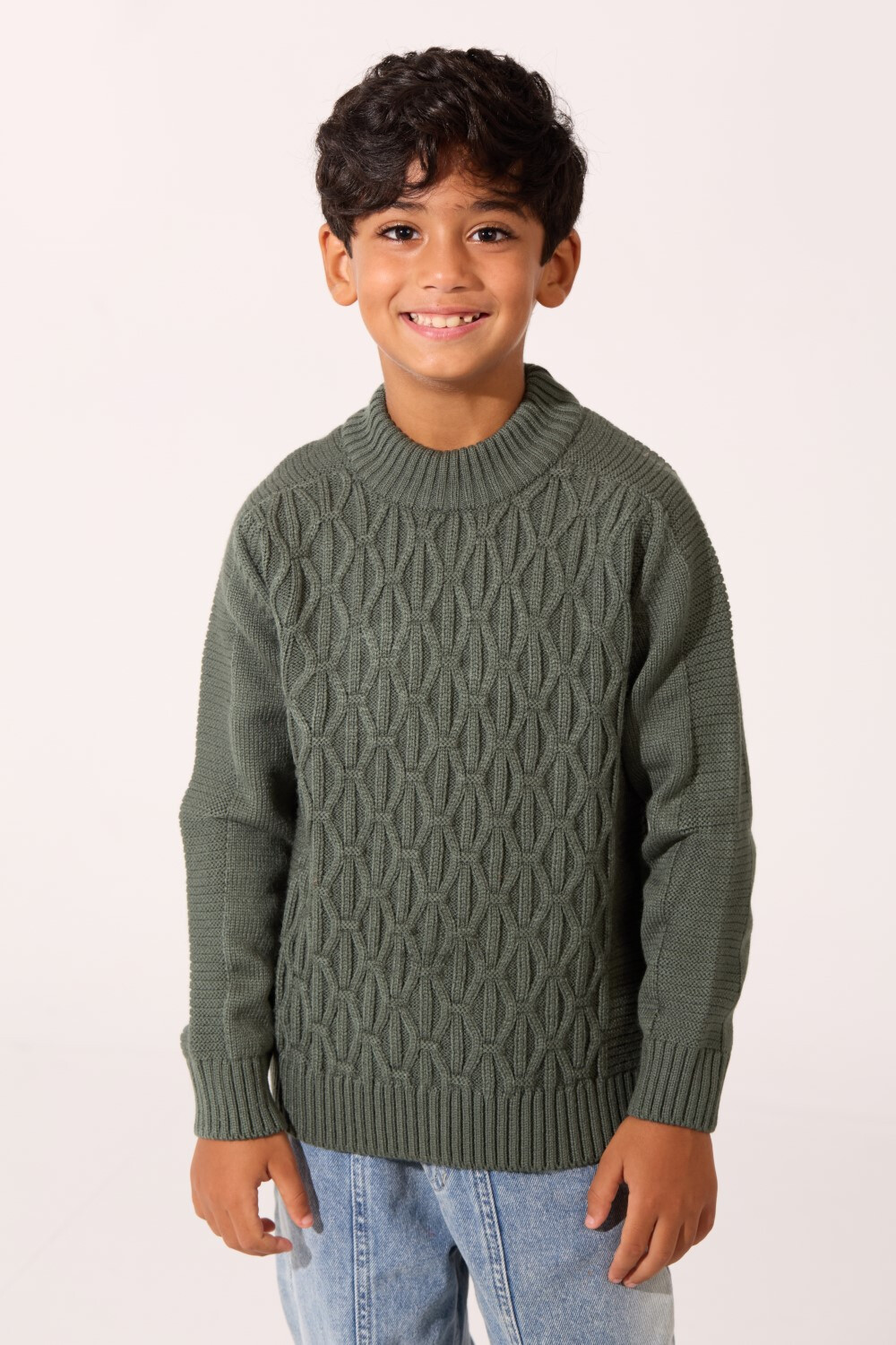 Boy's Tomato Slim Fit Knit Sweater Pullover With Round Neck And Long Sleeves In Comfortable And Modern Design