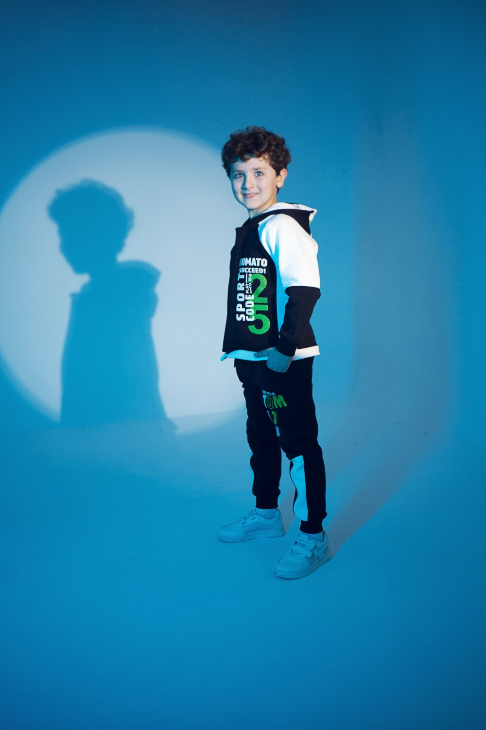 Boy's Padded Front & Sleeves Printed Made Of Soft Melton Hooded Training Suit