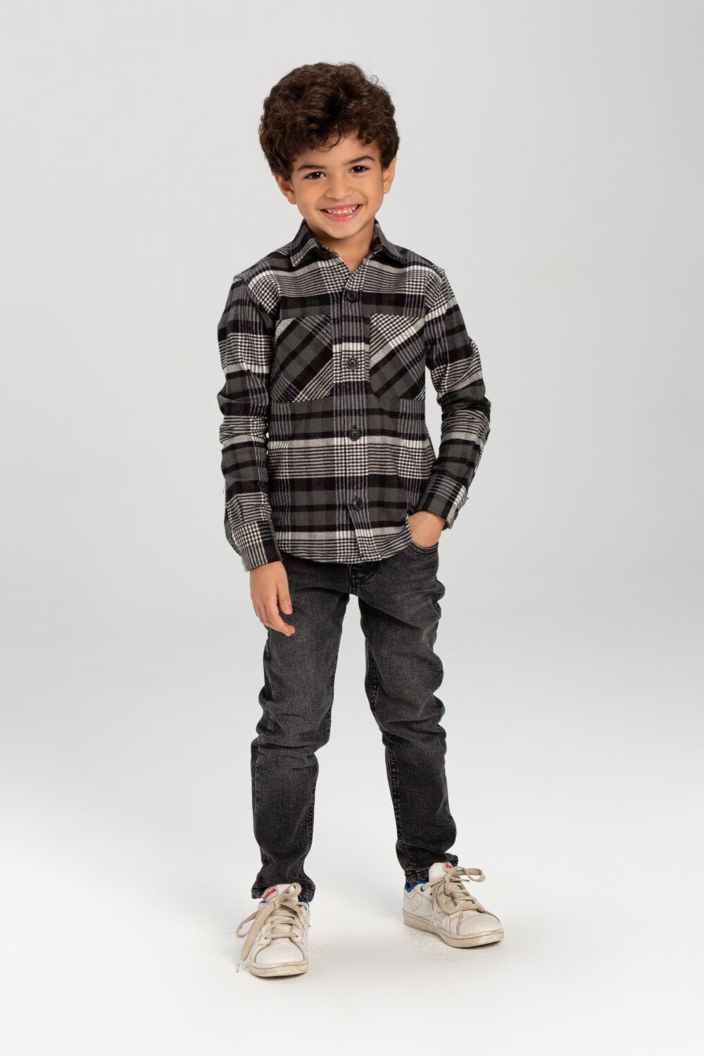 Boy's Checked Soft Wool Basic Style Shirt