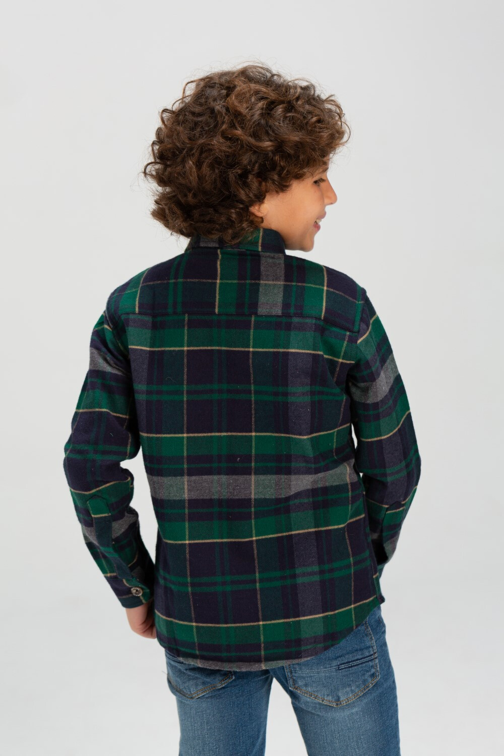 Boy's Checked Style Regular Fit Made Of Soft Wool With Front Two Pockets Shirt