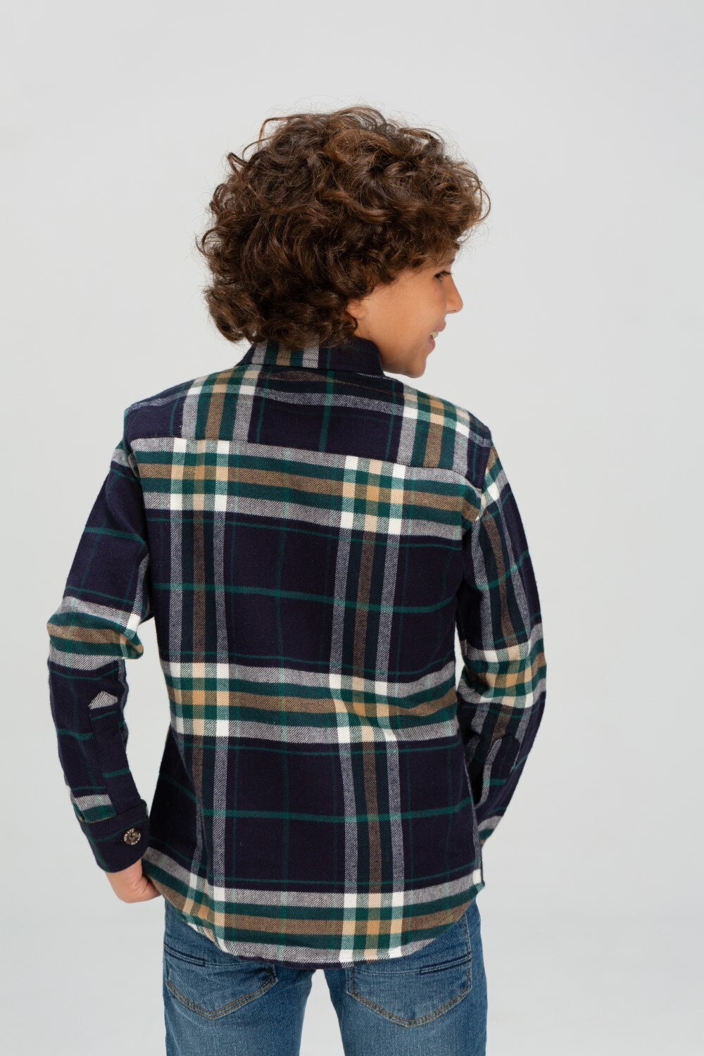 Boy's Checked Style Regular Fit Comfort Wool Shirt