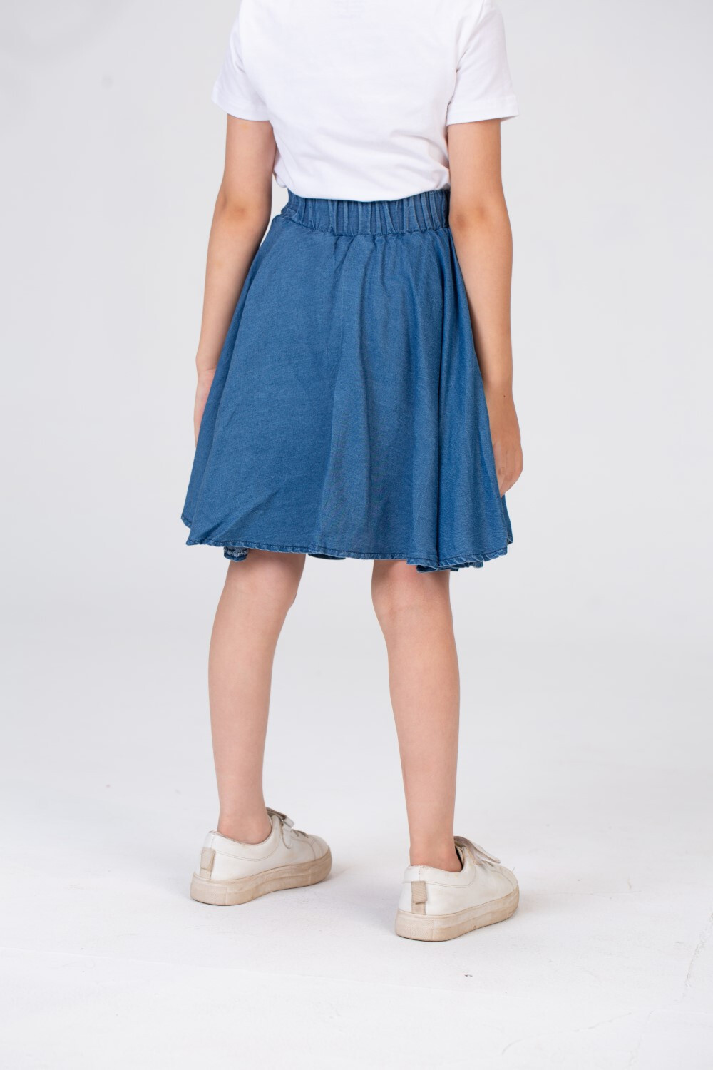 Girls Plain Elastic Waist Gabardine Skirt With A Waist Belt And A Unique Cut Tomato Stores