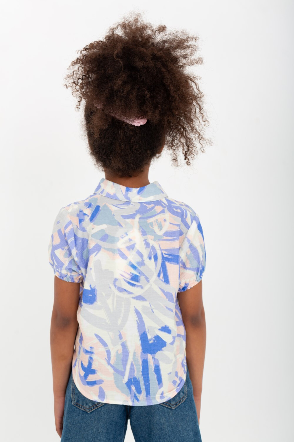 Girl's Floral Blous Half sleeves With Elastic Band In The Middle