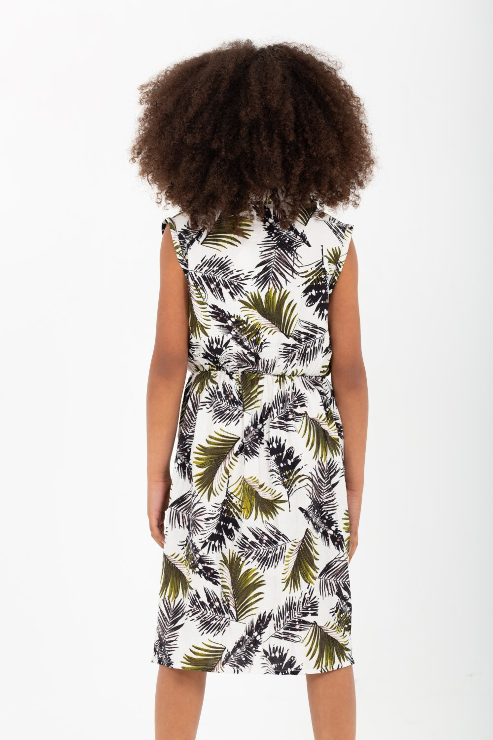 Girls Regular Fit Cut Floral Dress With Elastic Waist