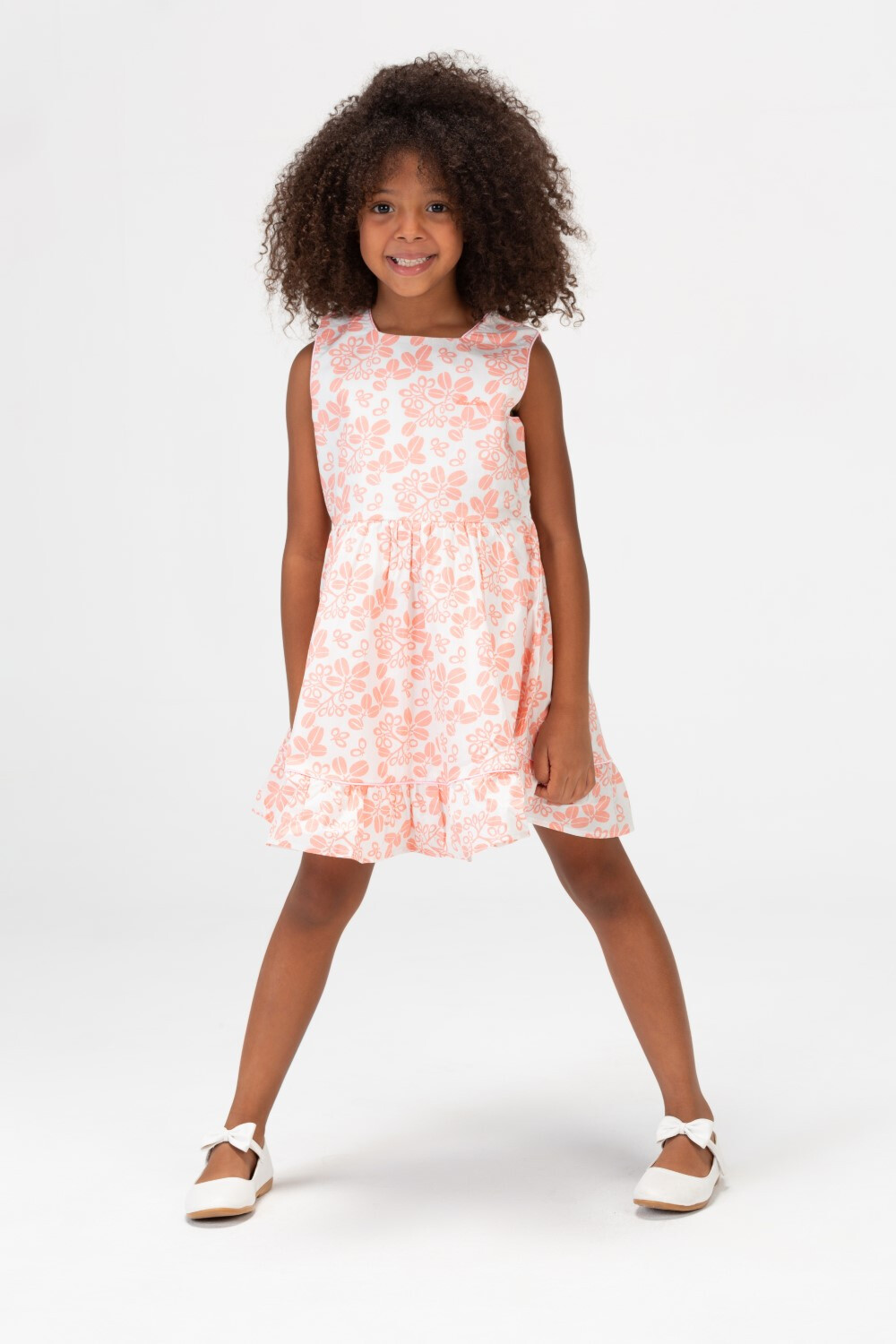 Girls Summer Tomato Casual Floral Sleeveless Dress In Dusty Rose
