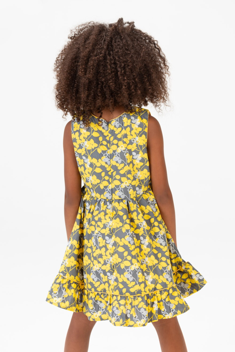 Girls Tomato Cut Dress With A Zipper At The Back And Practical Material In Yellow