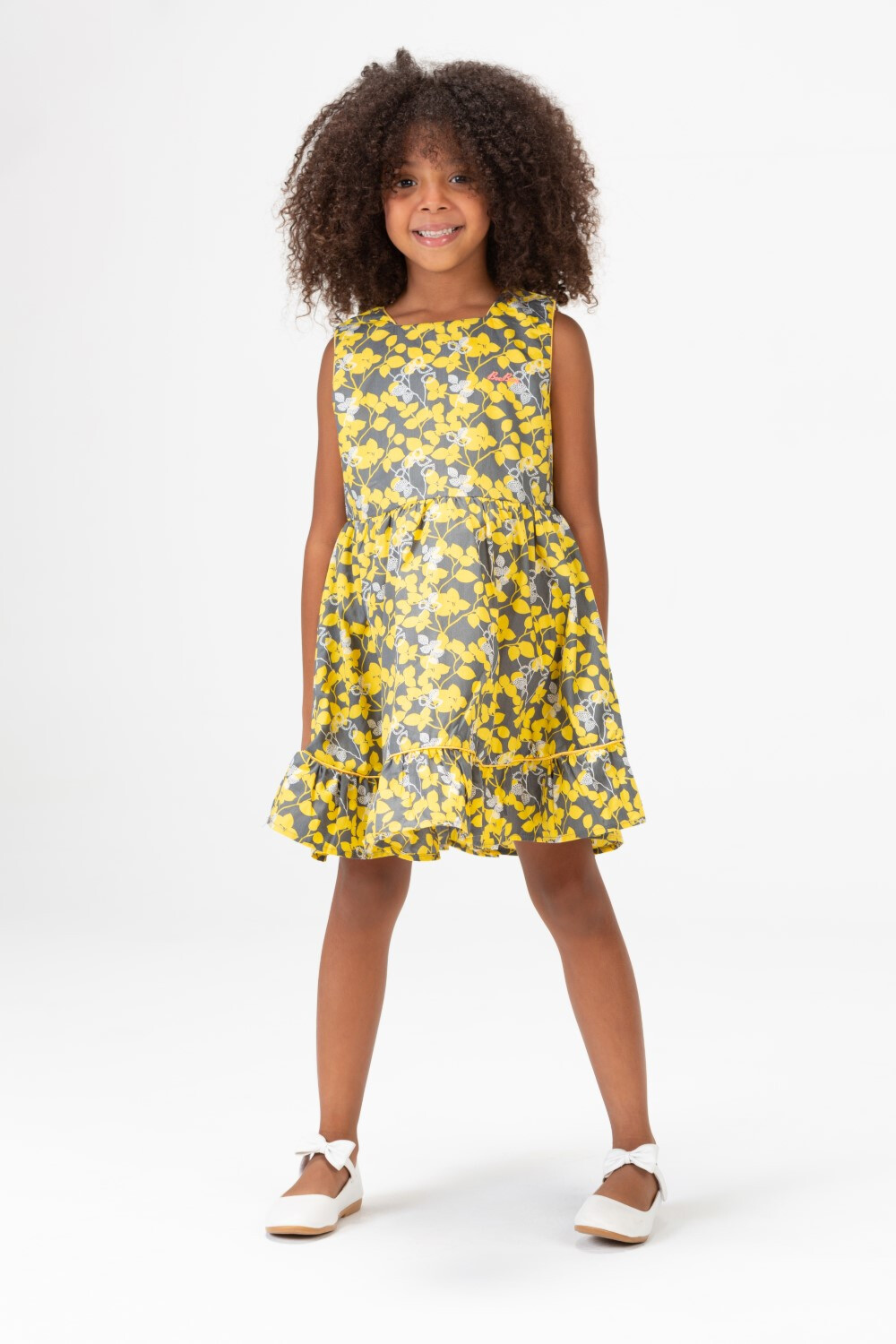 Girls Tomato Cut Dress With A Zipper At The Back And Practical Material In Yellow