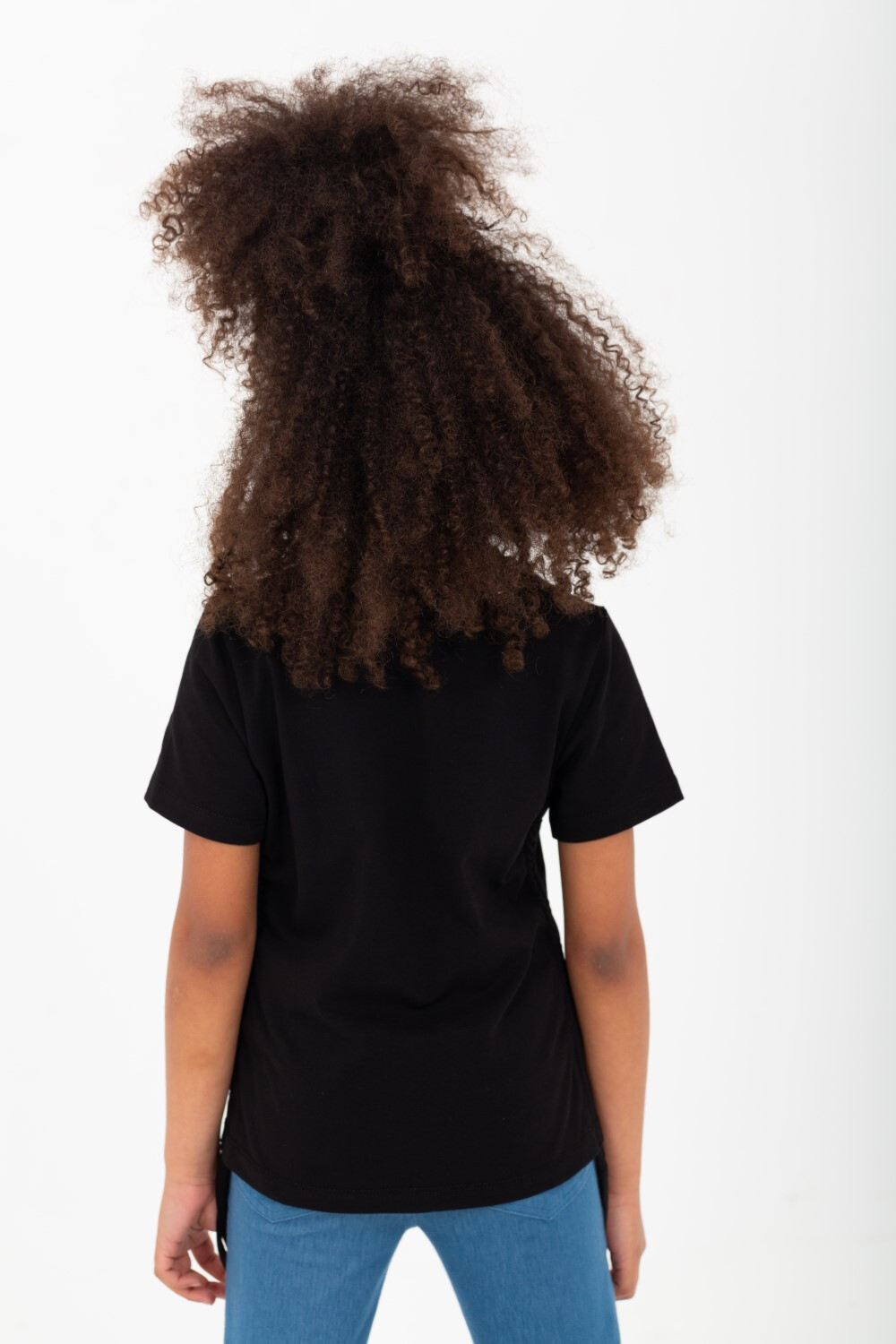 Girl's Short Sleeve Drawstring Round Neck Printed T Shirt