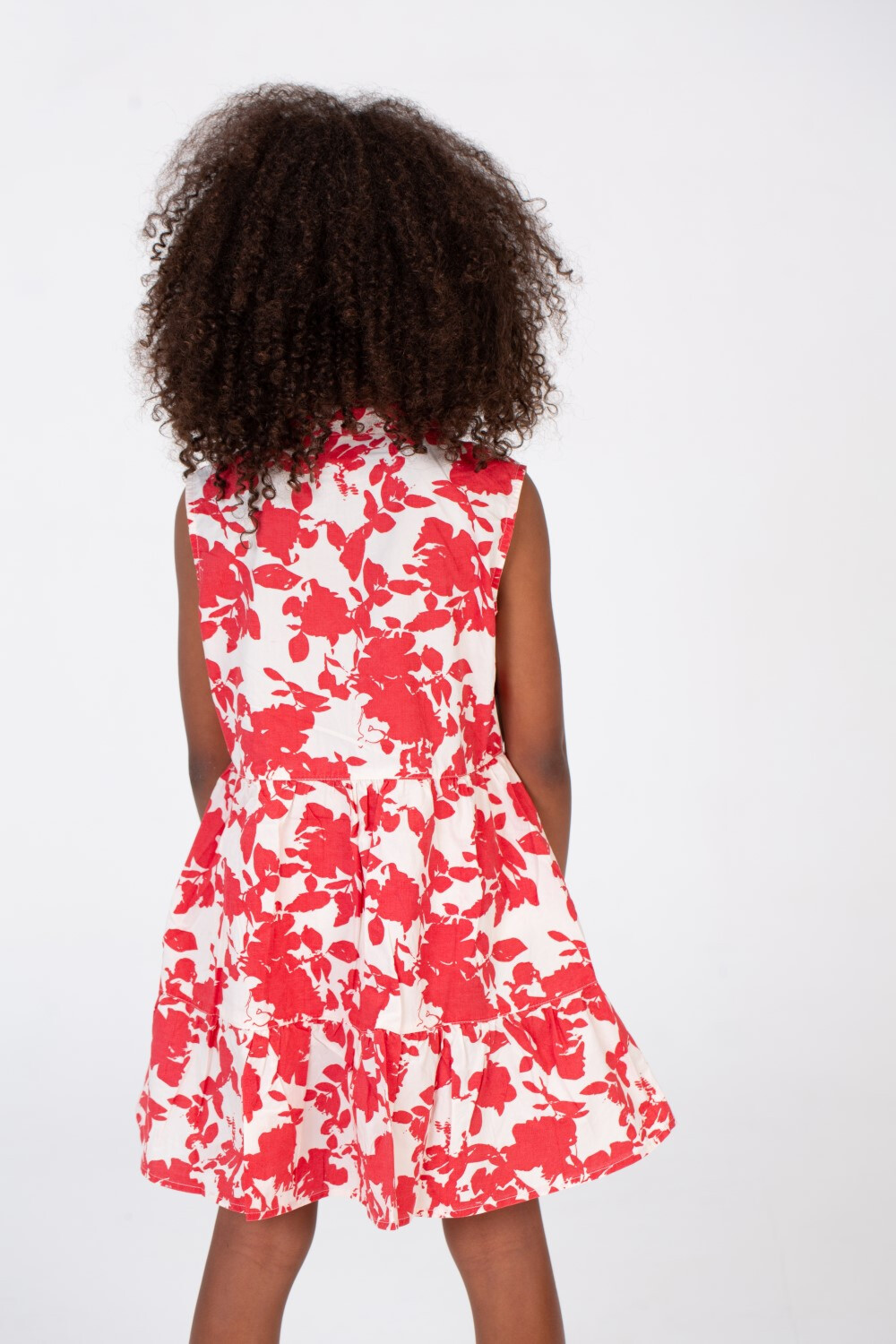 Girls Jacar Floral Cut Dress With Colorful Button Front