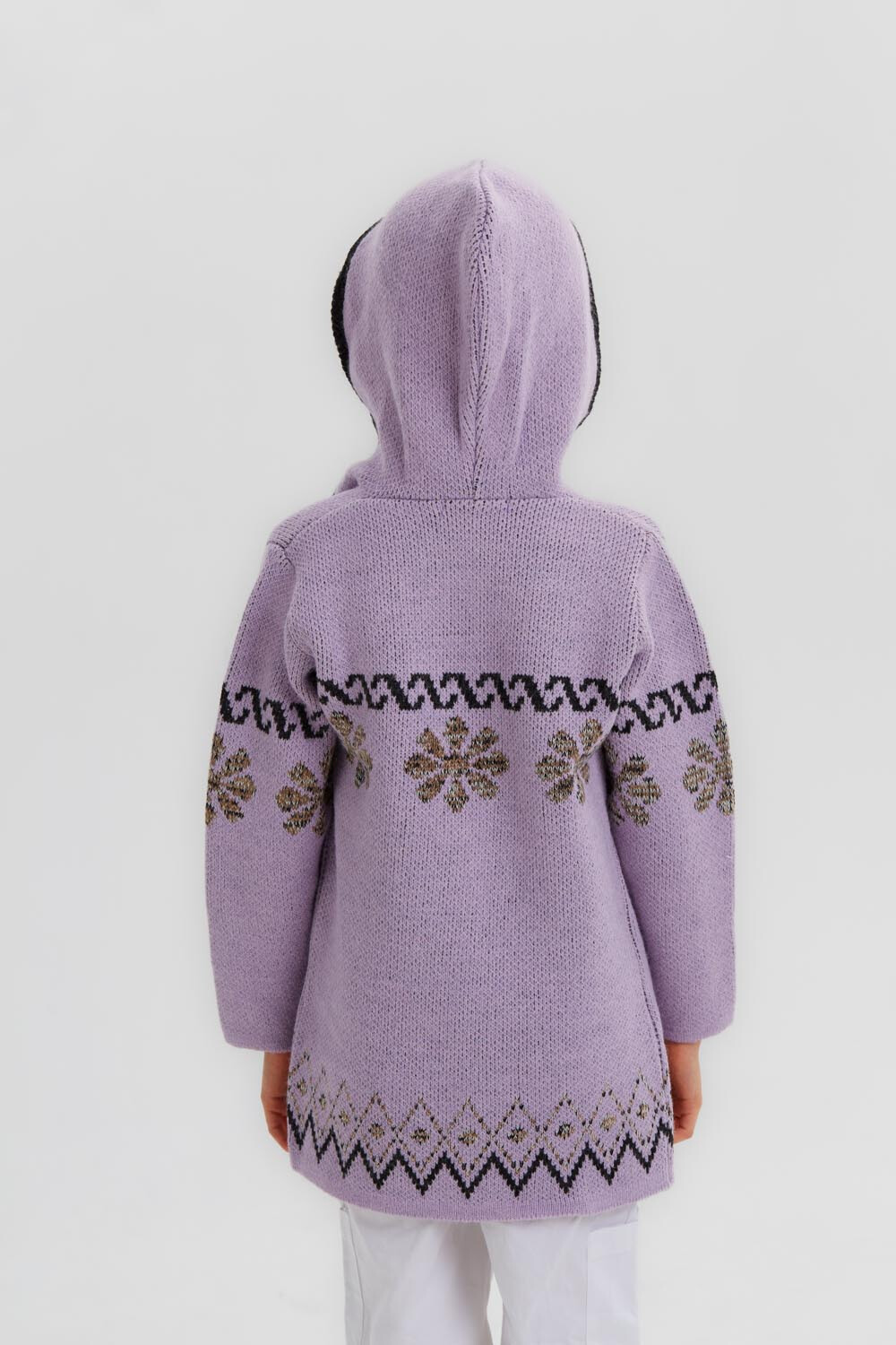 Girl's Long Sleeve Wool Regular Fit High Neck Outfit With under Shirt