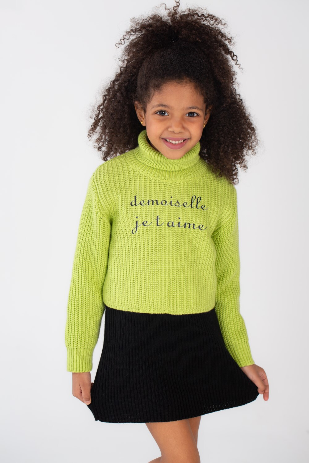 Girl's High Neck Regular Fit Short Style Outfit With Unqiue Details