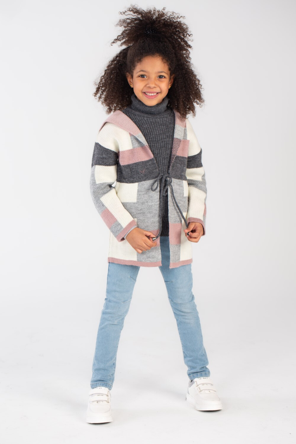 Girl's Long Sleeve Wool Regular Fit High Neck With under Shirt Outfit