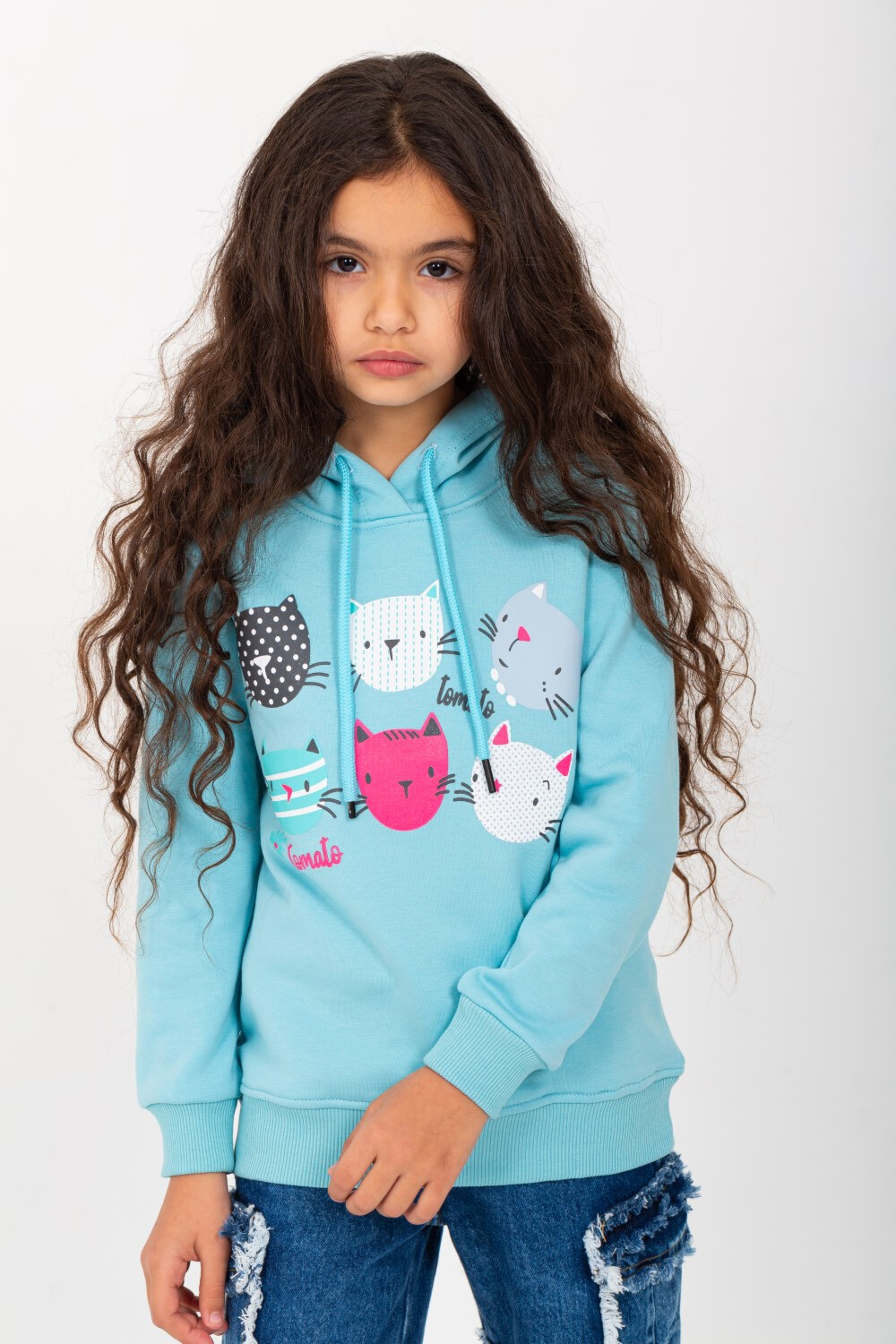Girls Padded Hooded Front Unique Print Hoodie Sweatshirt