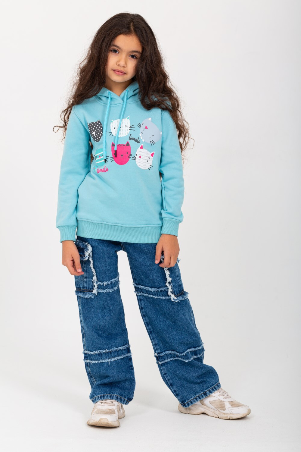 Girls Padded Hooded Front Unique Print Hoodie Sweatshirt