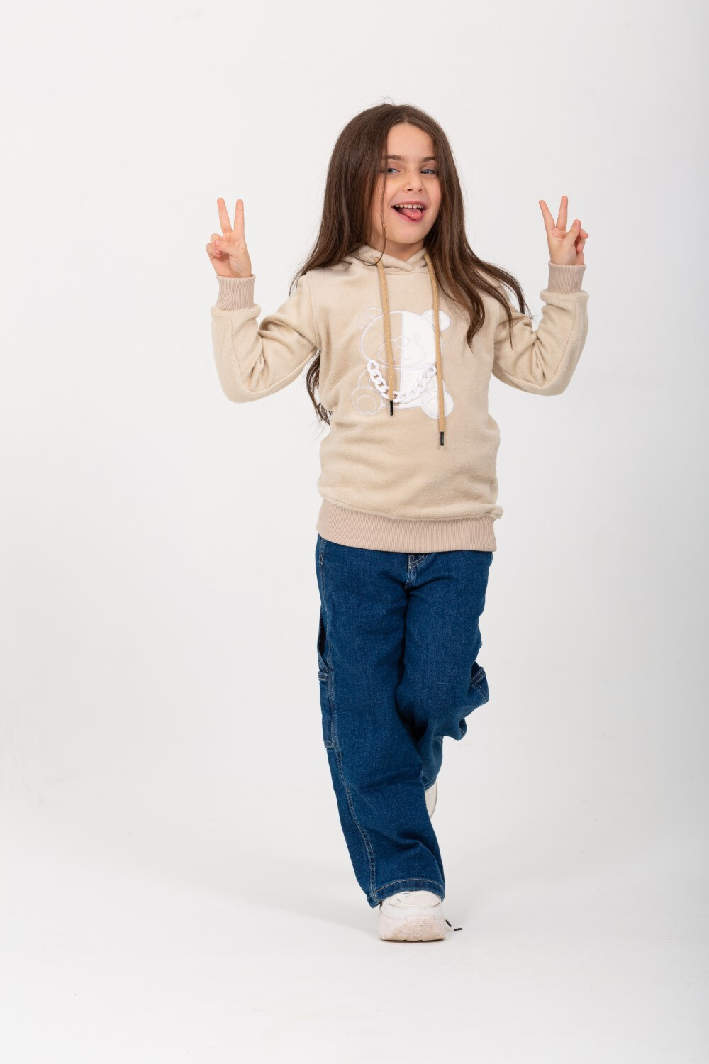 Girls Hoodie Padded Front Printed Hooded Sweatshirt