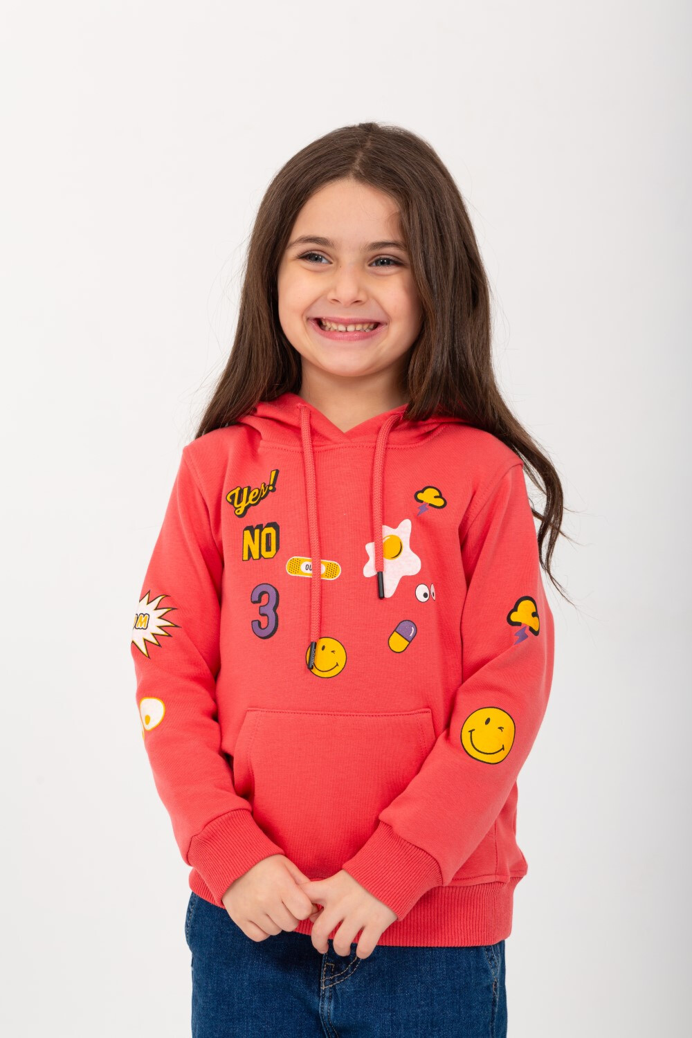 Girl's Hoodie Padded Front Printed Hooded Sweatshirt