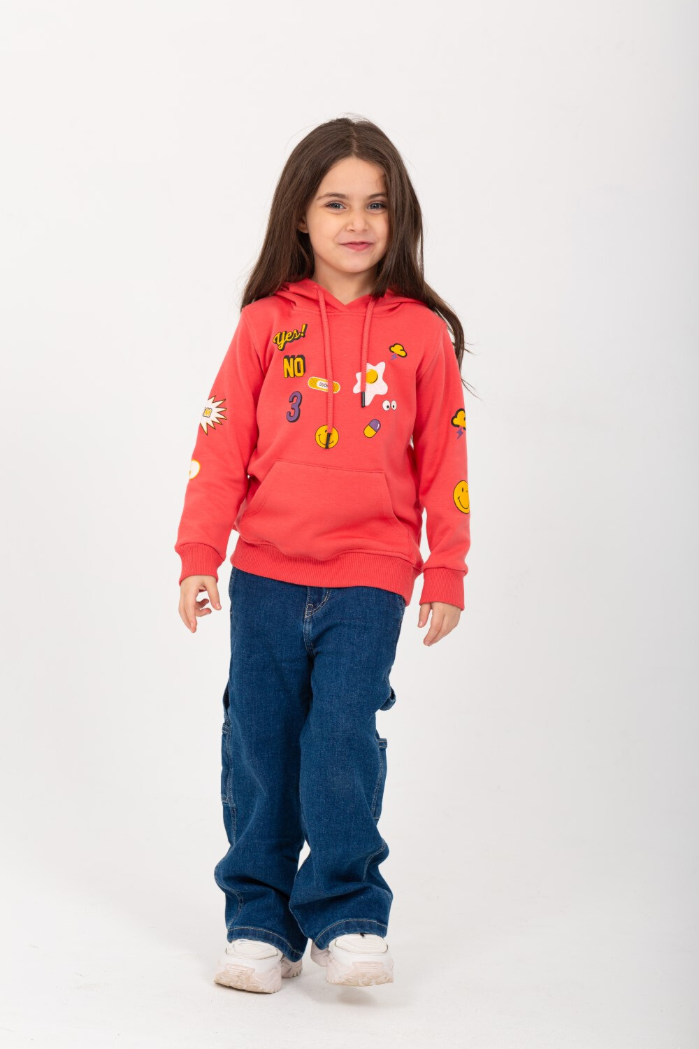 Girl's Hoodie Padded Front Printed Hooded Sweatshirt