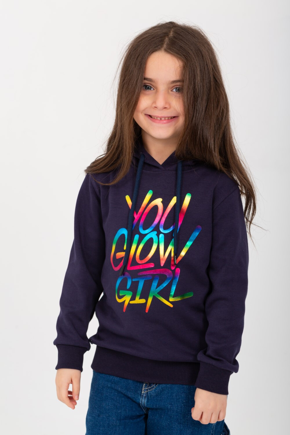 Girl's Padded Hooded Front Unique Print Hoodie Sweatshirt