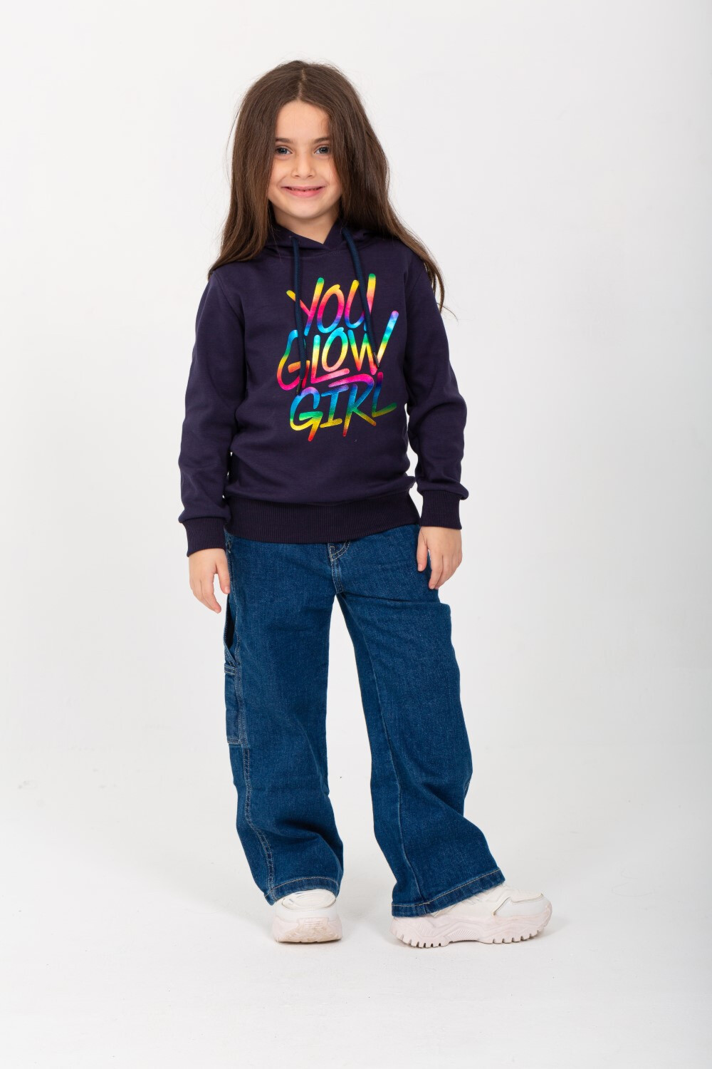 Girl's Padded Hooded Front Unique Print Hoodie Sweatshirt