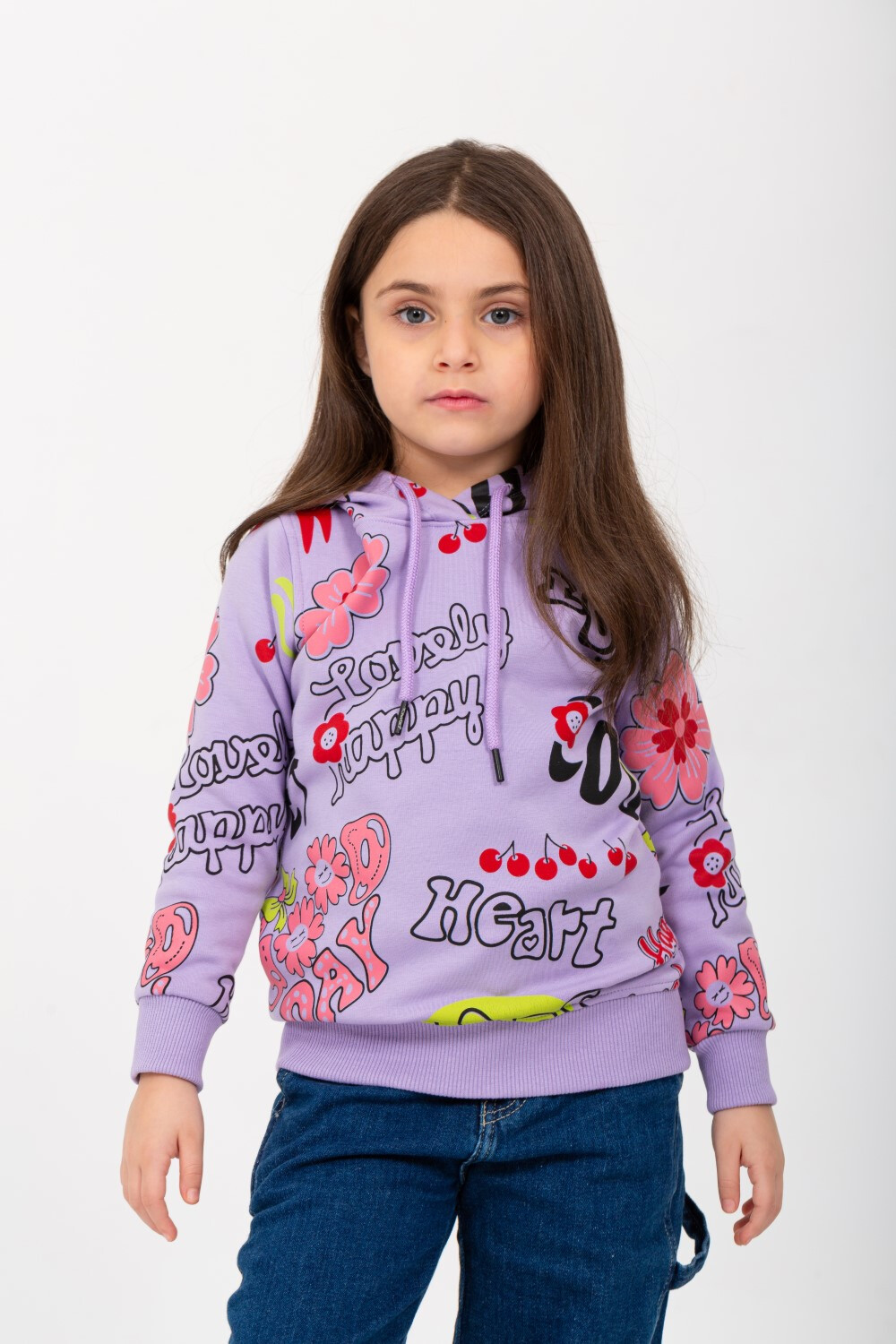Girl's Hoodie Padded Front & Back Printed Hooded Sweatshirt