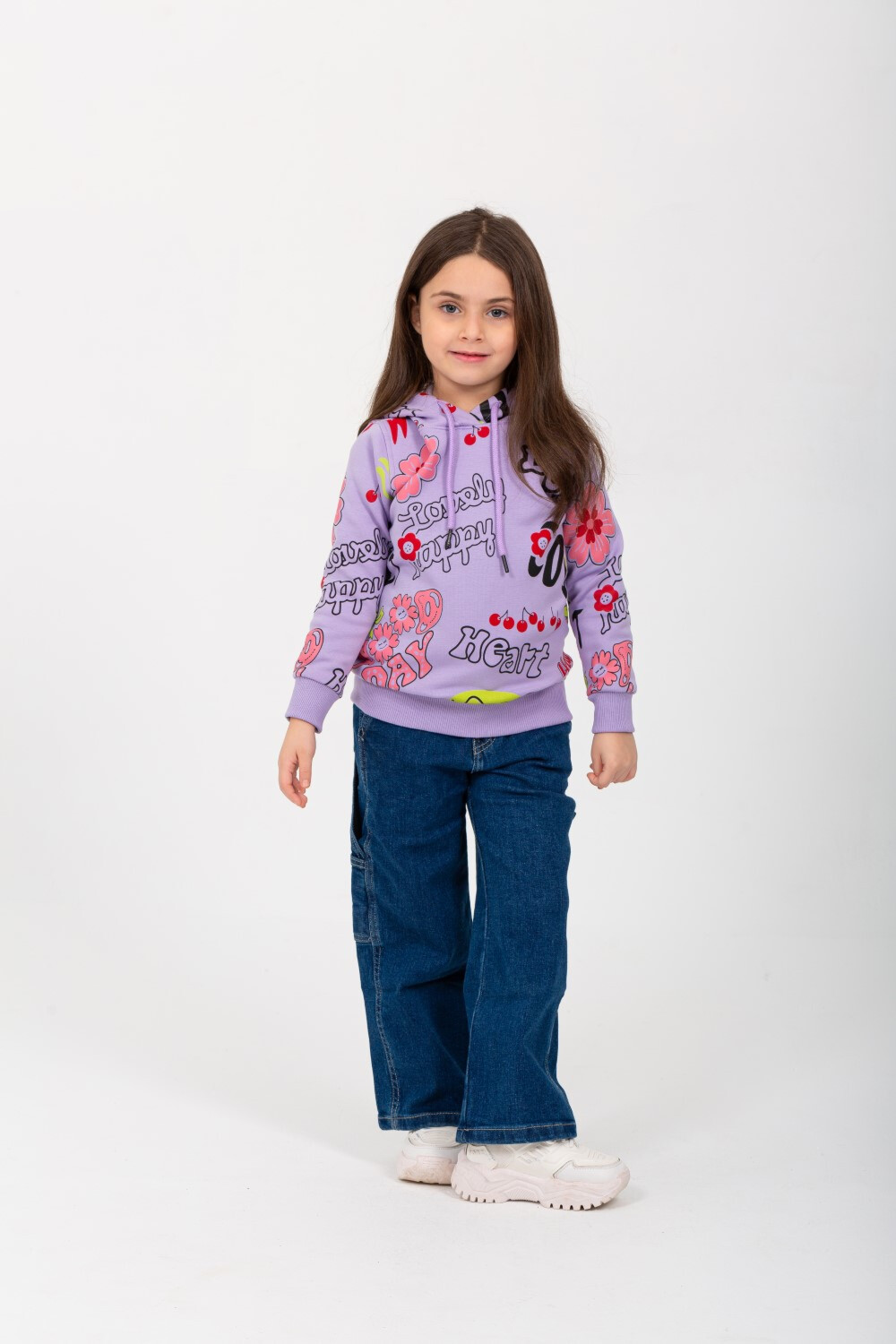 Girl's Hoodie Padded Front & Back Printed Hooded Sweatshirt