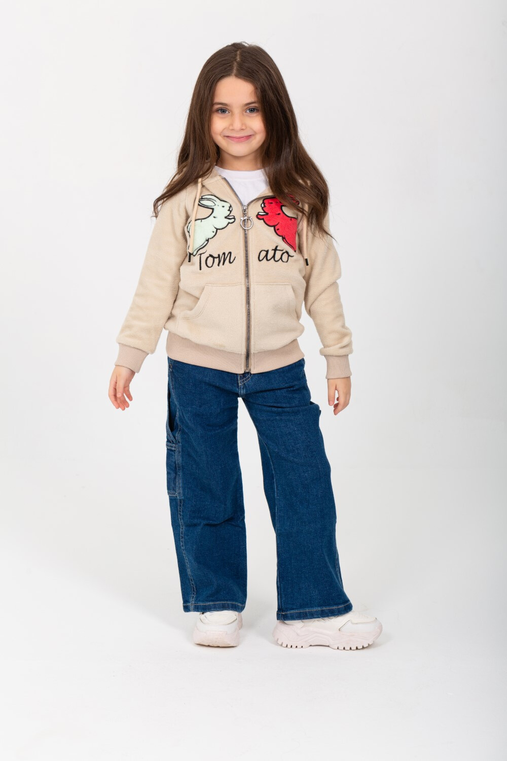 Girl's Winter Hooded Front Printed Sweatshirt
