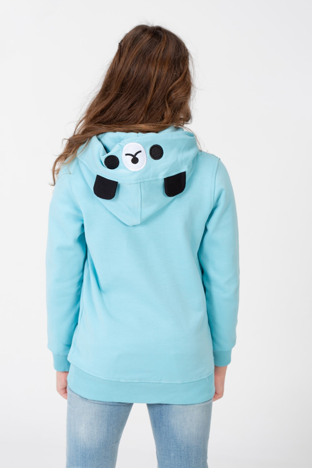 Girl's Sweatshirt With A Hood And A Front Zipper