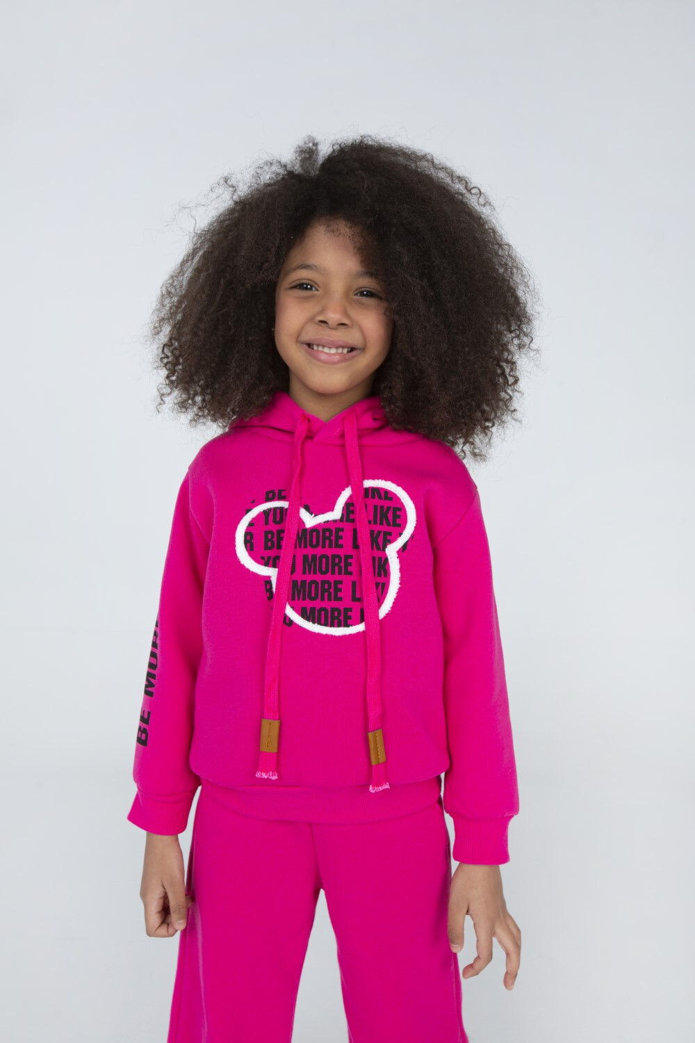 Girl's Padded Front & Sleeves Printed Made Of Soft Melton Hooded Training Suit
