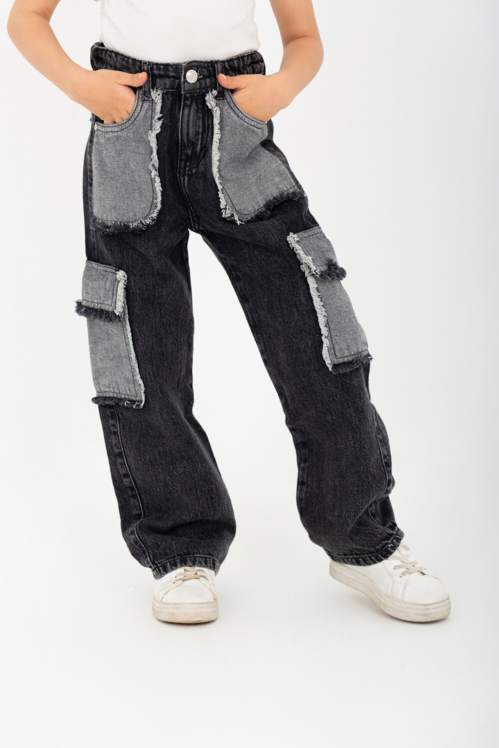 Girls' Wide Leg Jeans With Front And Back Pockets In A Unique Cut