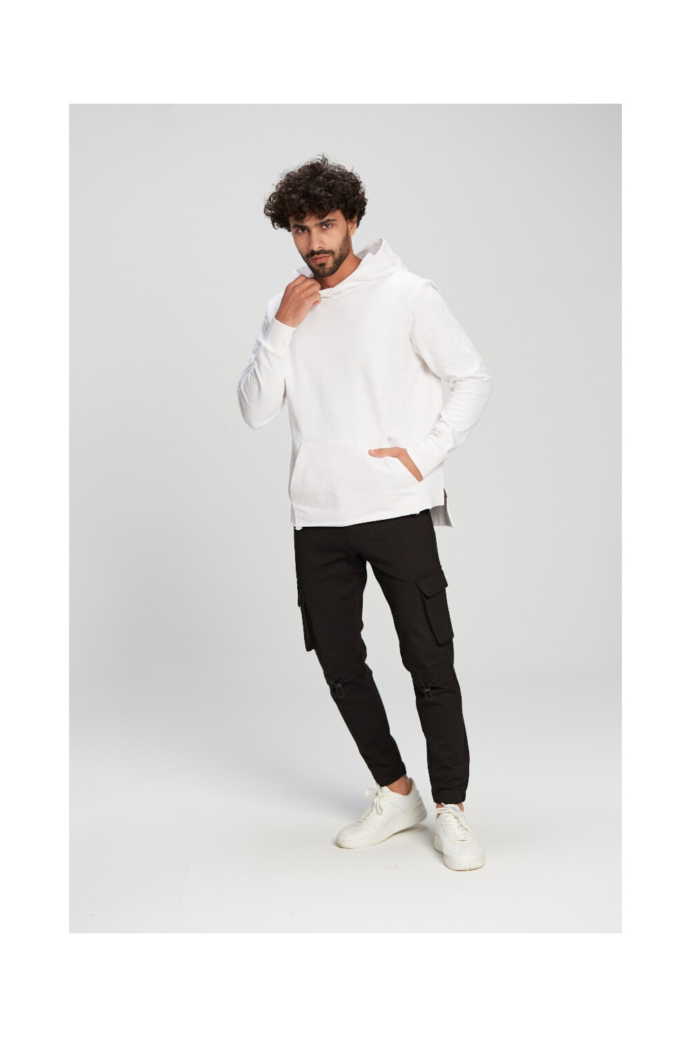 Men's Slim Fit Hooded Melton Padded Basic Hoodie Sweatshirt