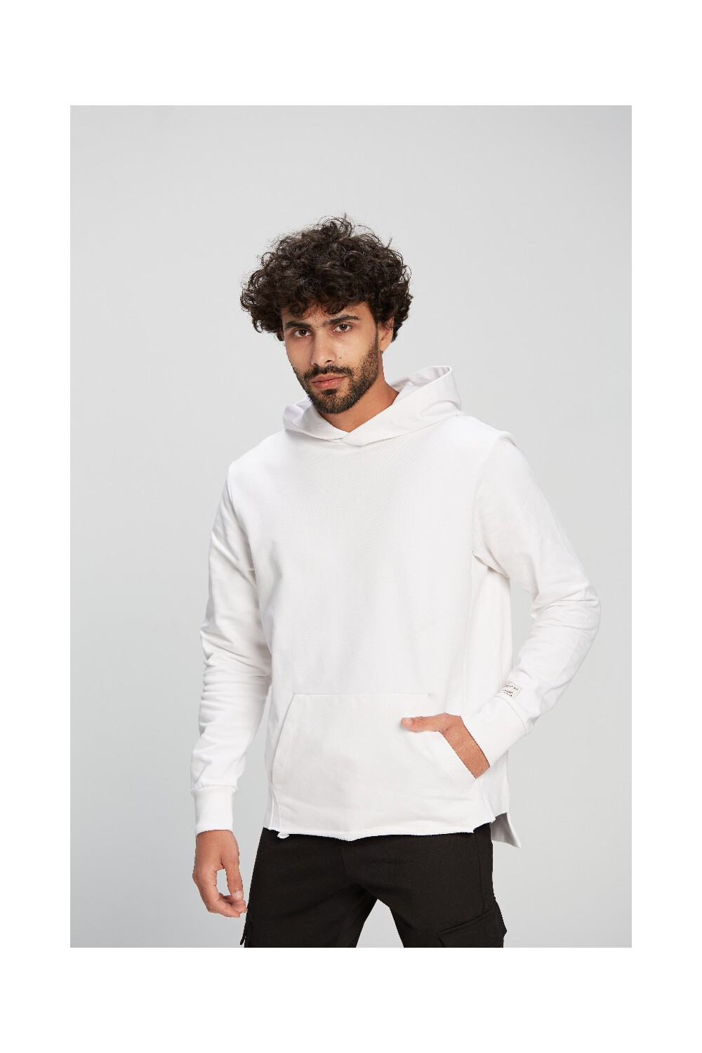 Men's Slim Fit Hooded Melton Padded Basic Hoodie Sweatshirt