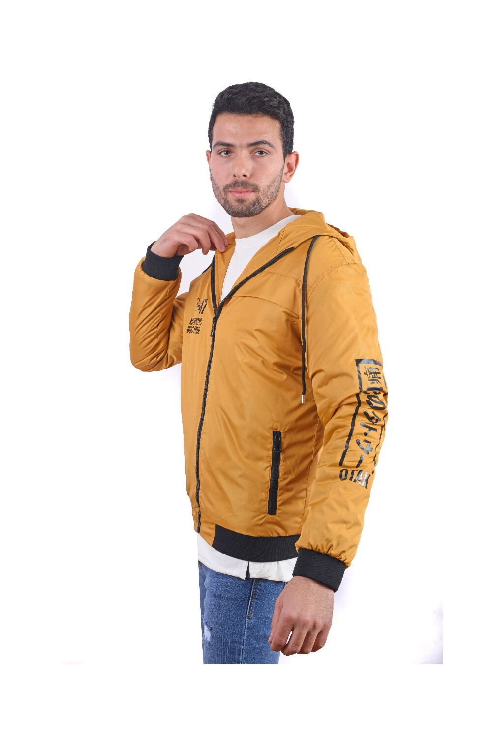 Men's Casual Full Zipper Waterproof Sweatshirt With Front Print