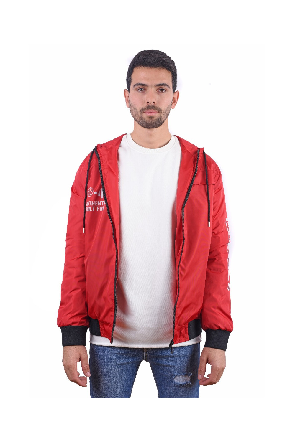 Men's Casual Full Zipper Waterproof Sweatshirt With Front Print