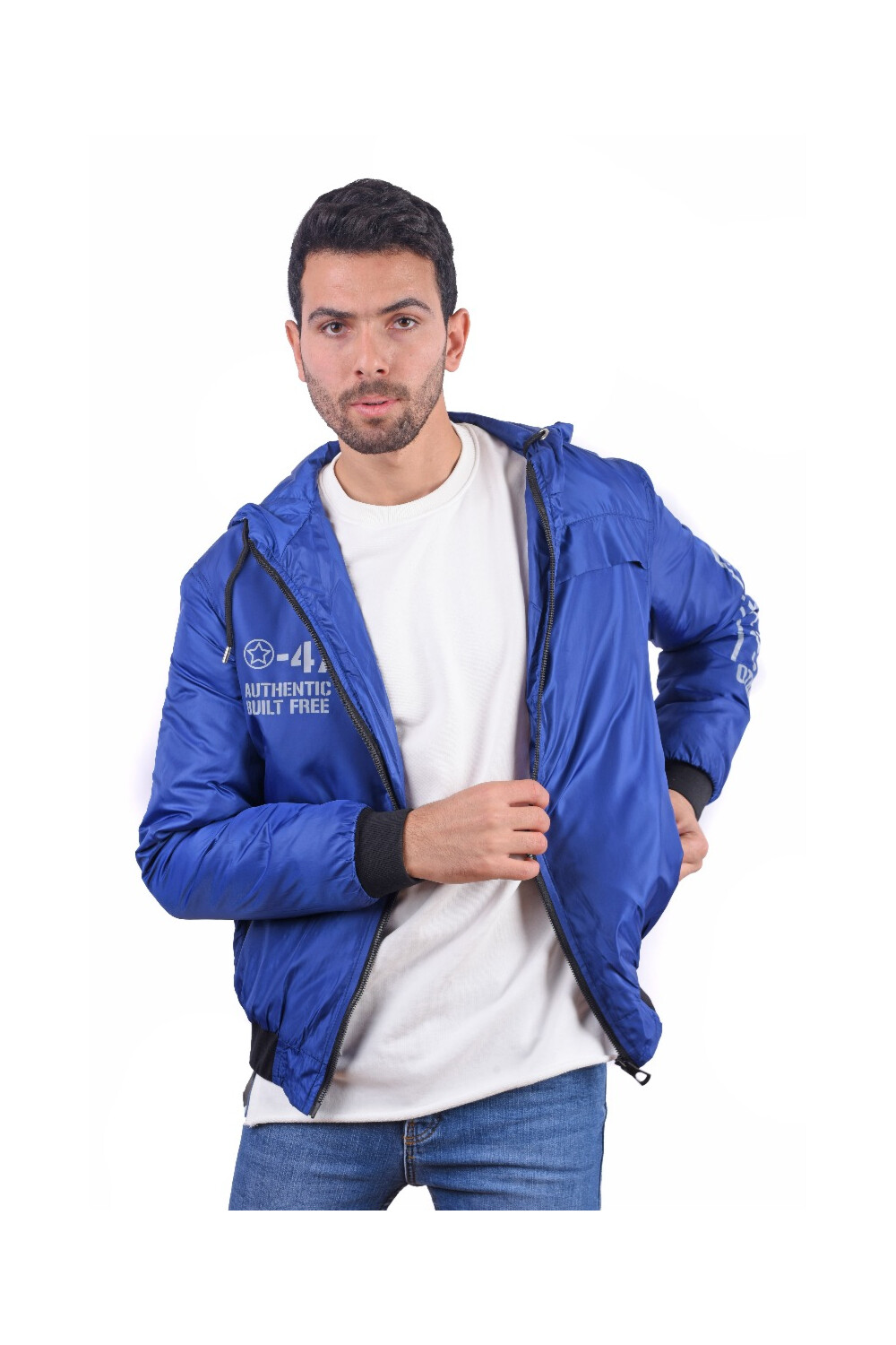 Men's Casual Full Zipper Waterproof Sweatshirt With Front Print