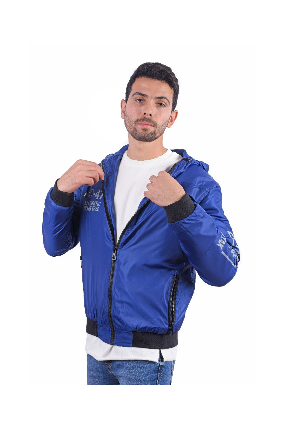 Men's Casual Full Zipper Waterproof Sweatshirt With Front Print