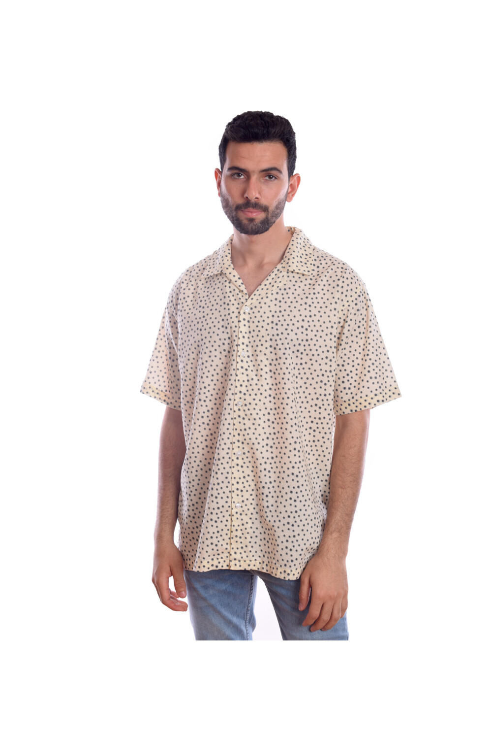 Men's Jakar Dotted Style Regular Fit Soft Cotton Shirt White