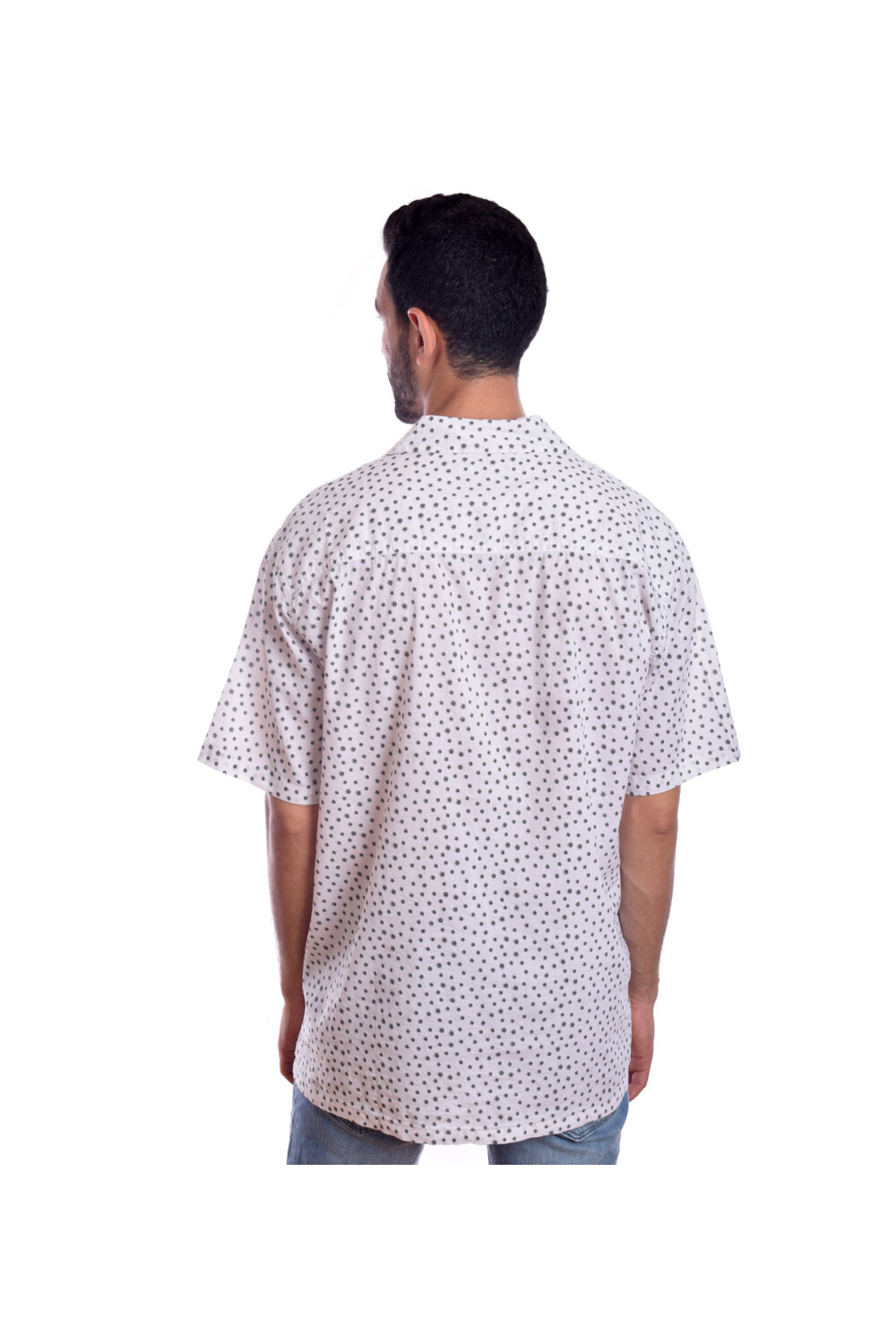Men's Jakar Dotted Style Regular Fit Soft Cotton Shirt White