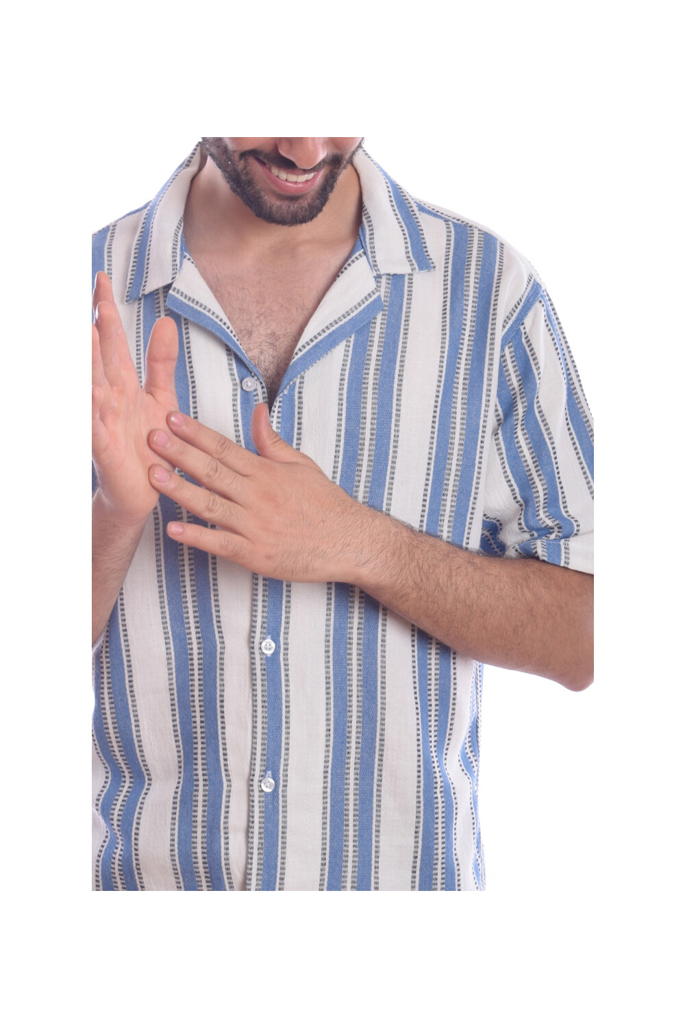 Men's Cotton Striped Details Regular Fit Half Sleeves Shirt