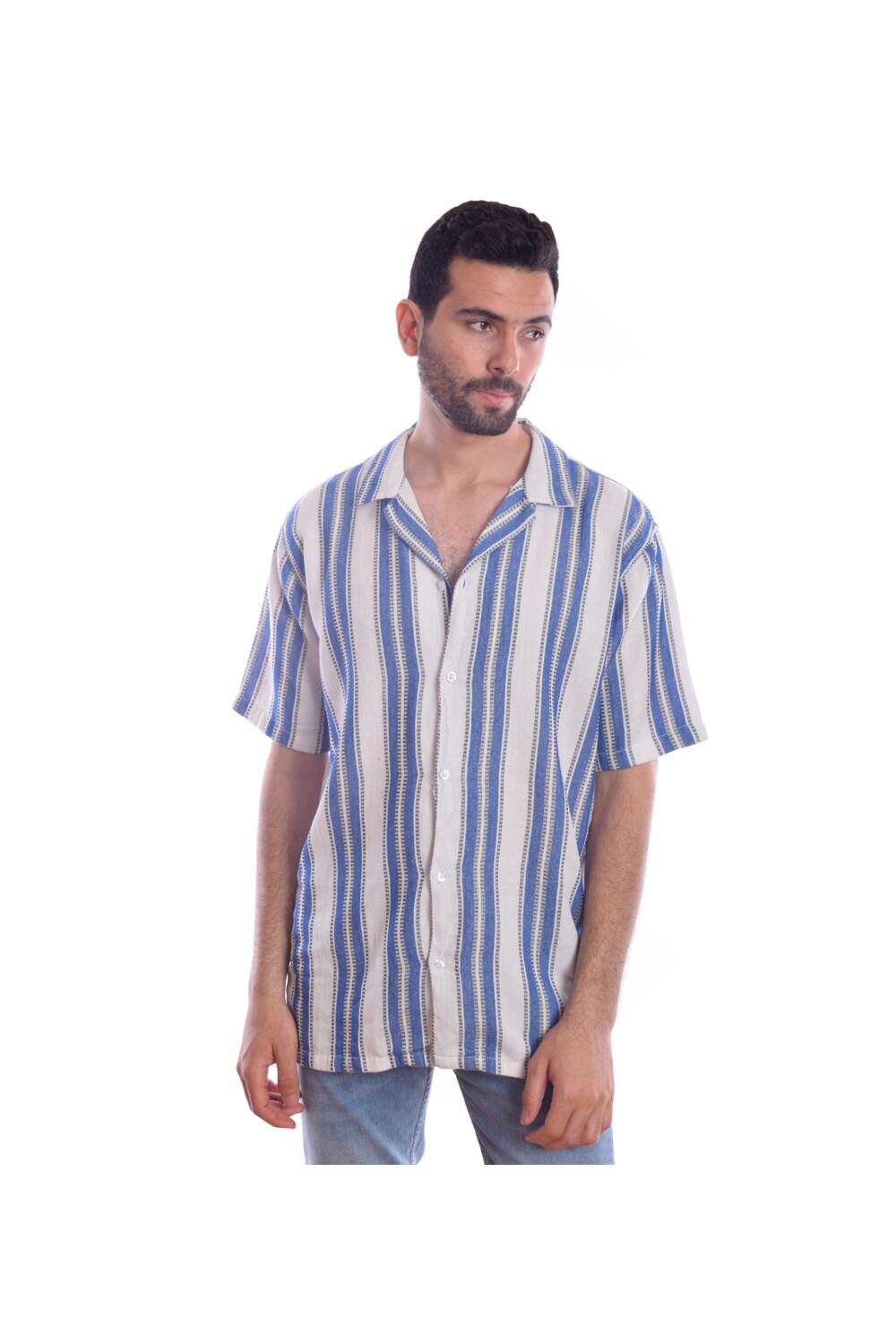 Men's Cotton Striped Details Regular Fit Half Sleeves Shirt