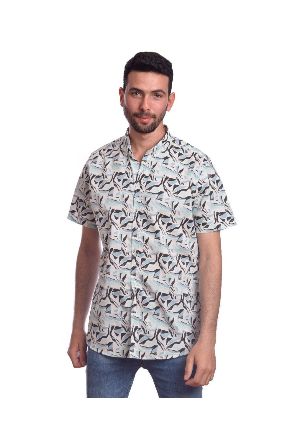 Men's Unique Style Cotton Shirt With Jakar Details That Features A Unique Cut