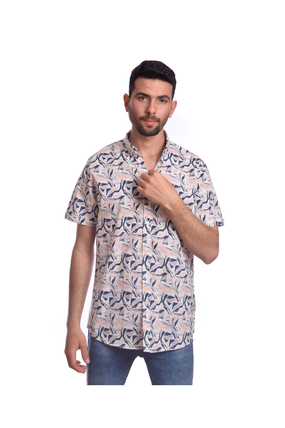 Men's Unique Style Cotton Shirt With Jakar Details That Features A Unique Cut