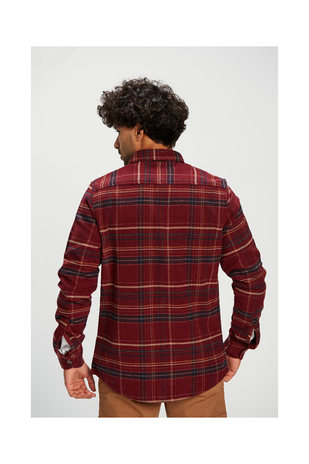Men's Regular Fit With Front Pockets Checked Wool Padded Shirt