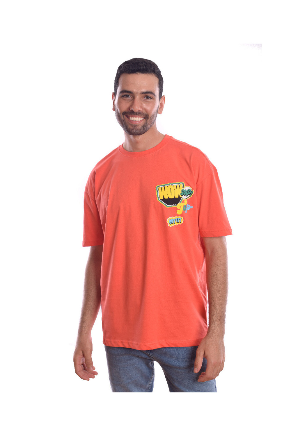 Men's Front & Back Printed Design Over Size Comfort Cotton T-shirt