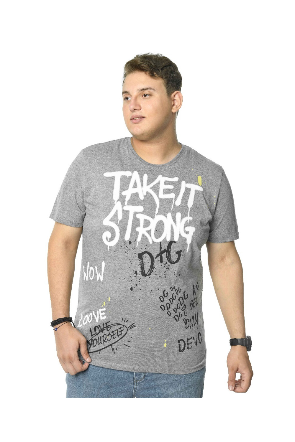 Men's Printed Crew Neck Cotton Big Size T-shirt
