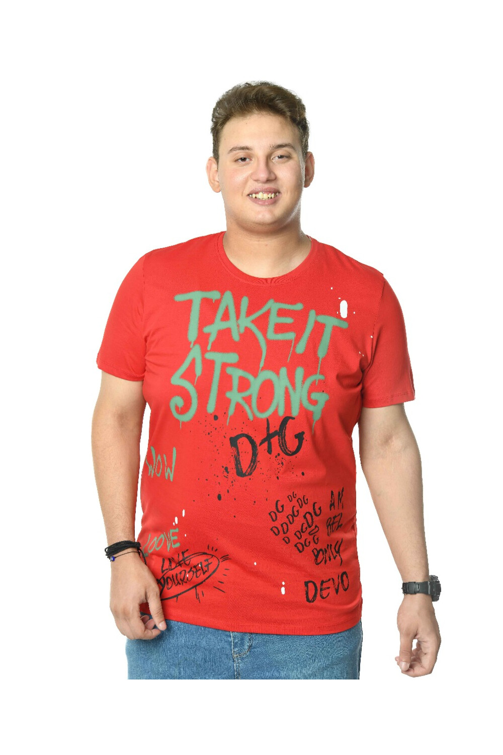 Men's Printed Crew Neck Cotton Big Size T-shirt
