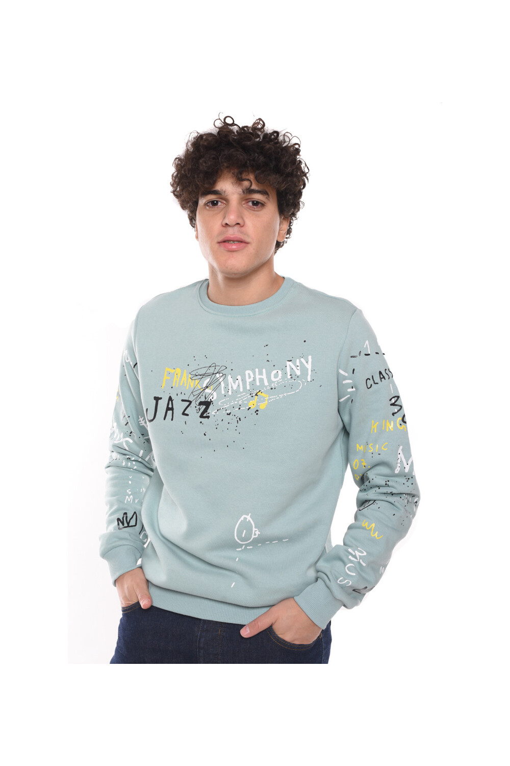 Men's Regular Fit Crew Neck Long Sleeves Padded Sweatshirt