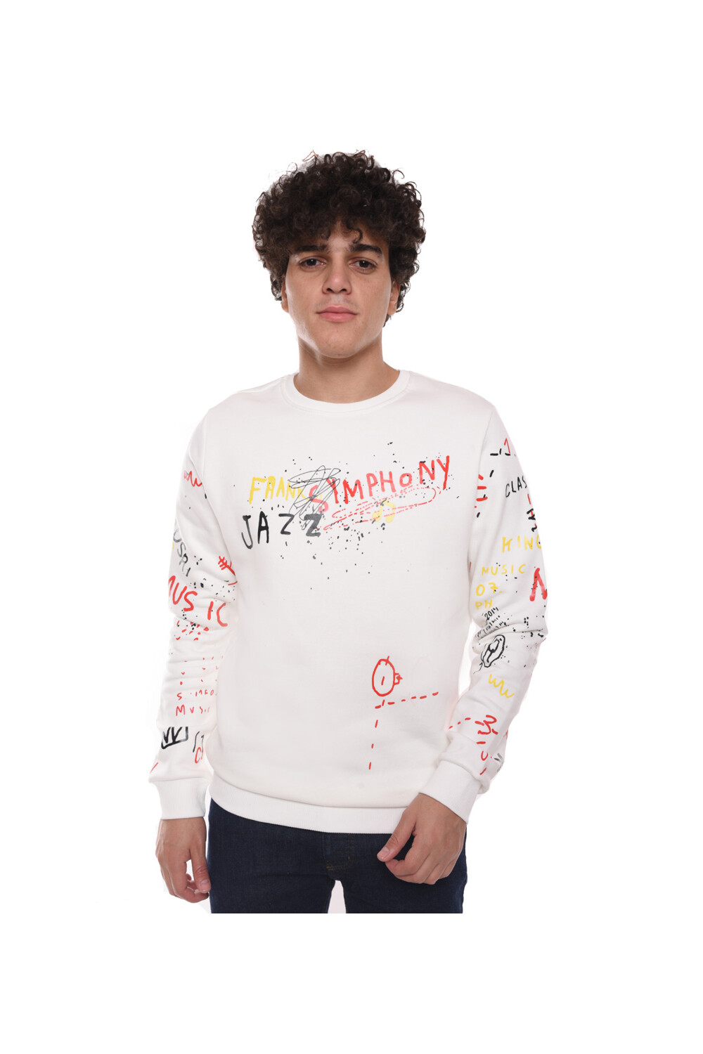 Men's Regular Fit Crew Neck Long Sleeves Padded Sweatshirt