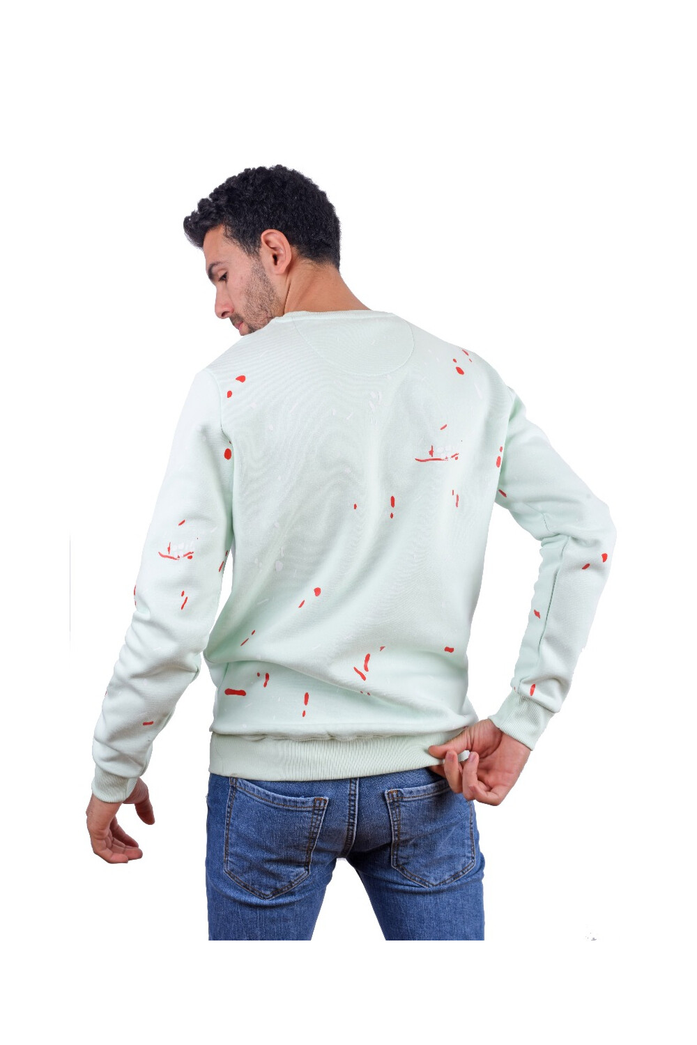 Men's Regular Fit Crew Neck Printed Long Sleeves Padded Sweatshirt