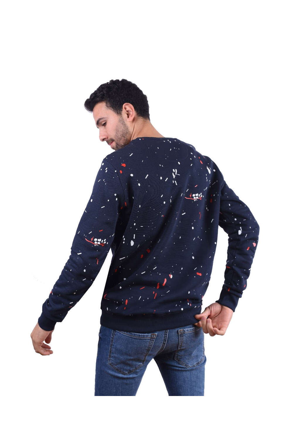 Men's Regular Fit Crew Neck Printed Long Sleeves Padded Sweatshirt